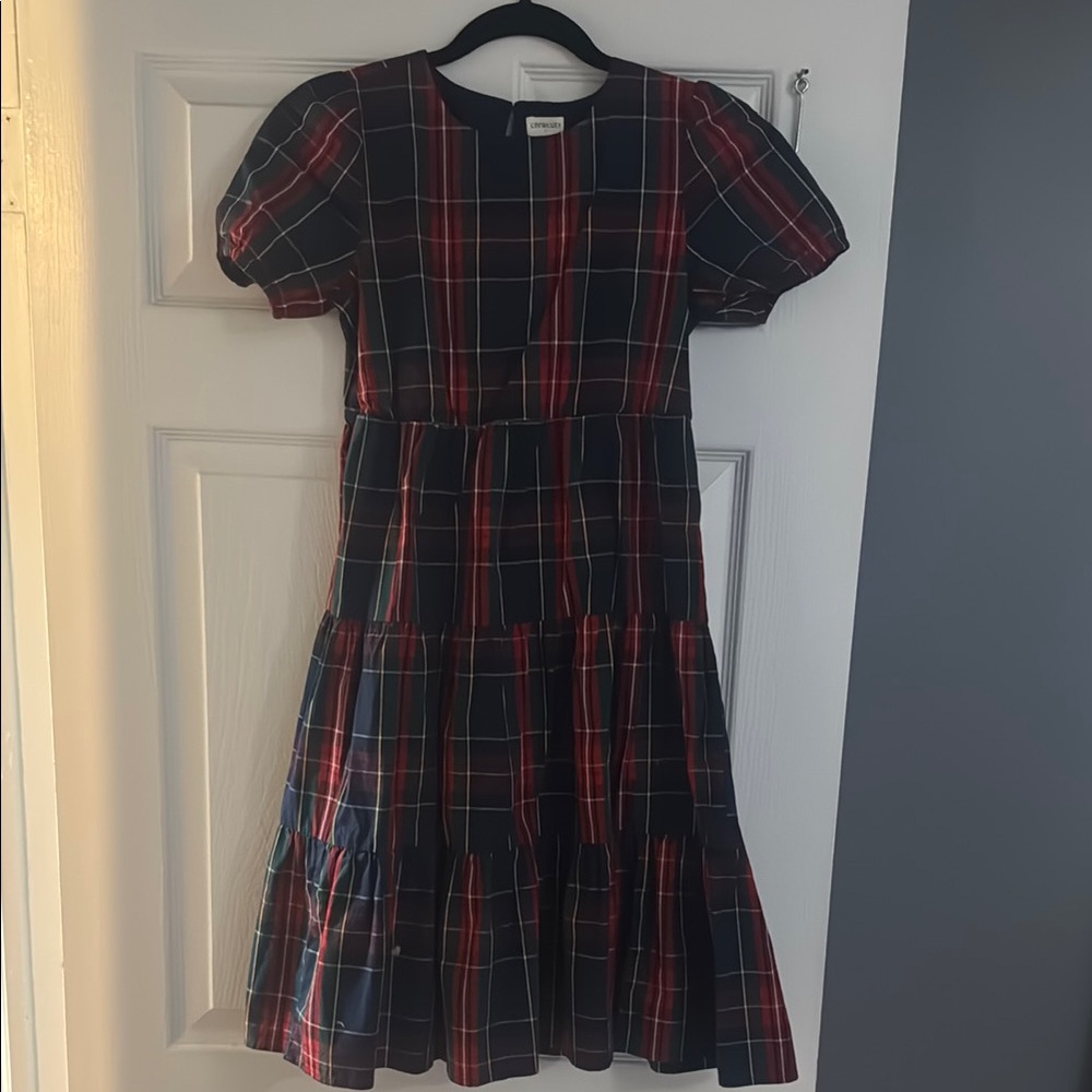 J. Crew Kids Plaid Dress in Navy and Red